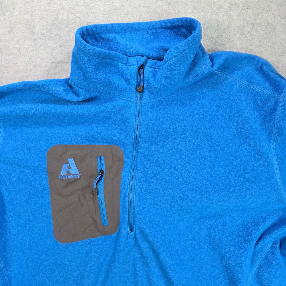 Eddie Bauer First Ascent Fleece Pullover Mens XL Blue Quarter Zip Outdoor Jacket